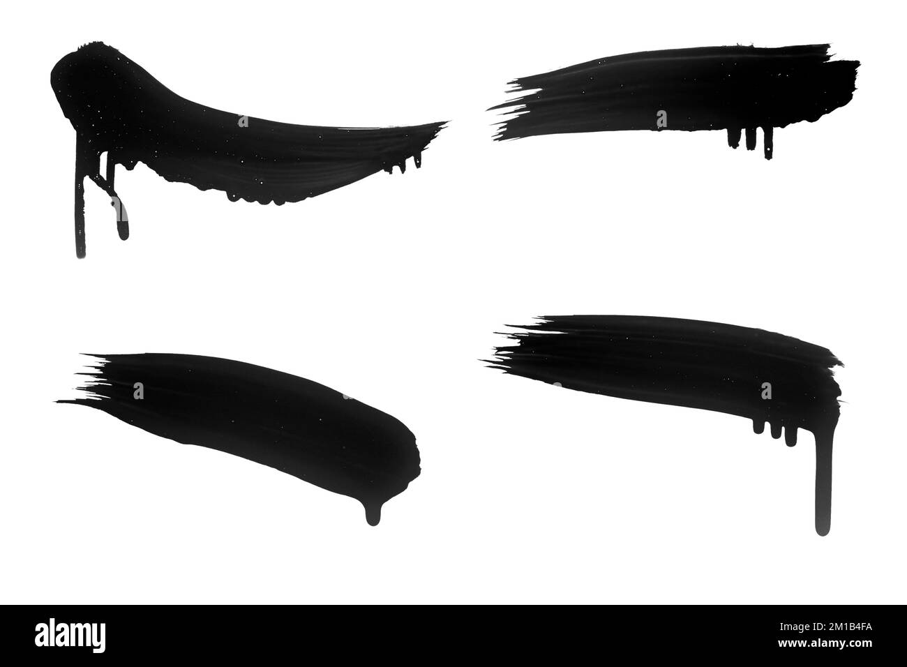 Brush strokes of black paint isolated on white background. Black and