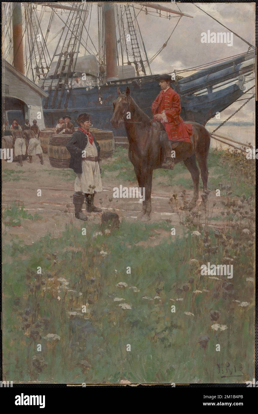 A Virginia plantation wharf , Piers & wharves, Sailing ships, Military