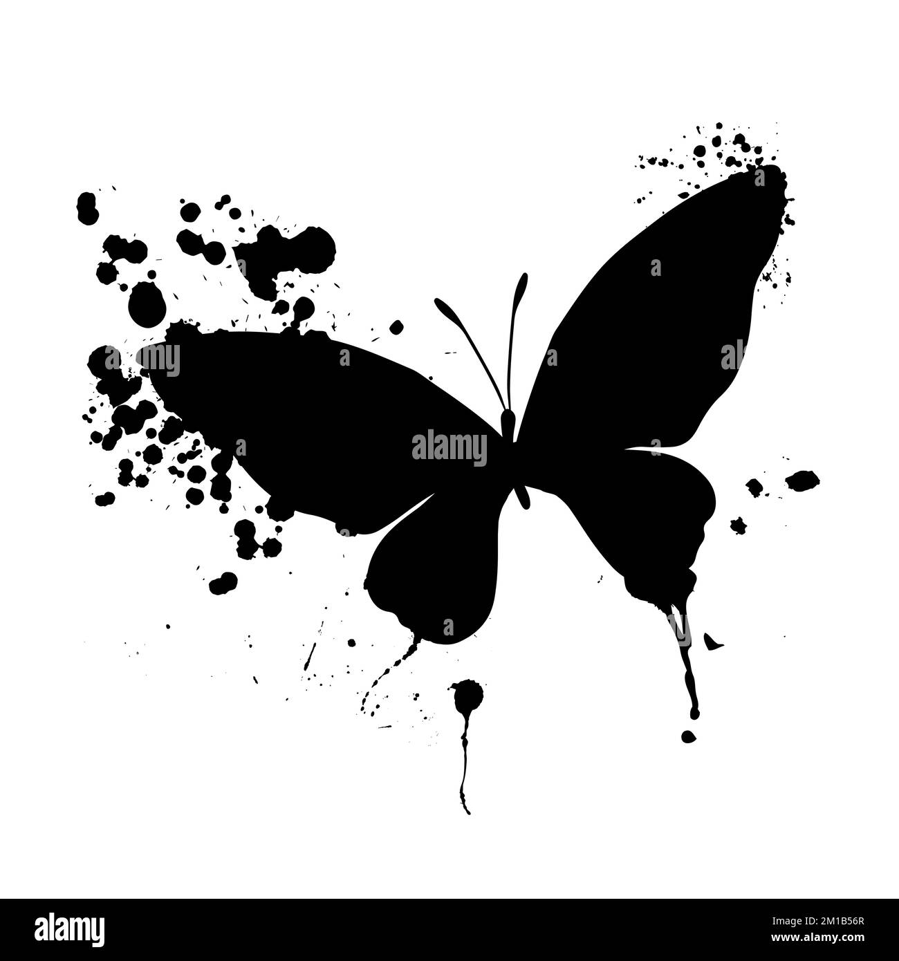 Vector watercolor butterfly silhouette Black and White Stock Photos ...
