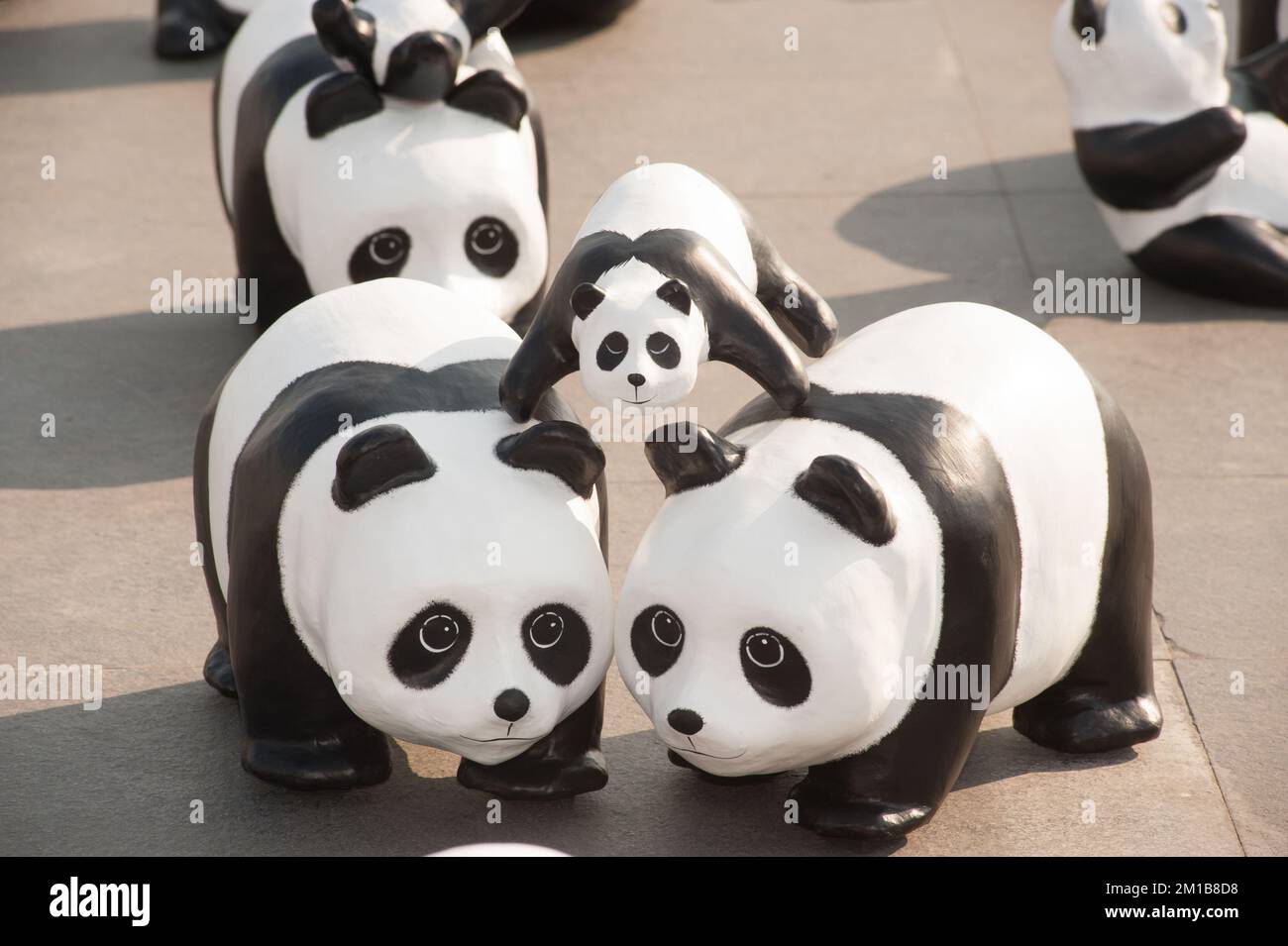 1600 Pandas World Tour in Thailand by WWF at Sanamluang , Bangkok . 1600 paper marche pandas are made from recycled materials to represent 1600 pandas. Stock Photo