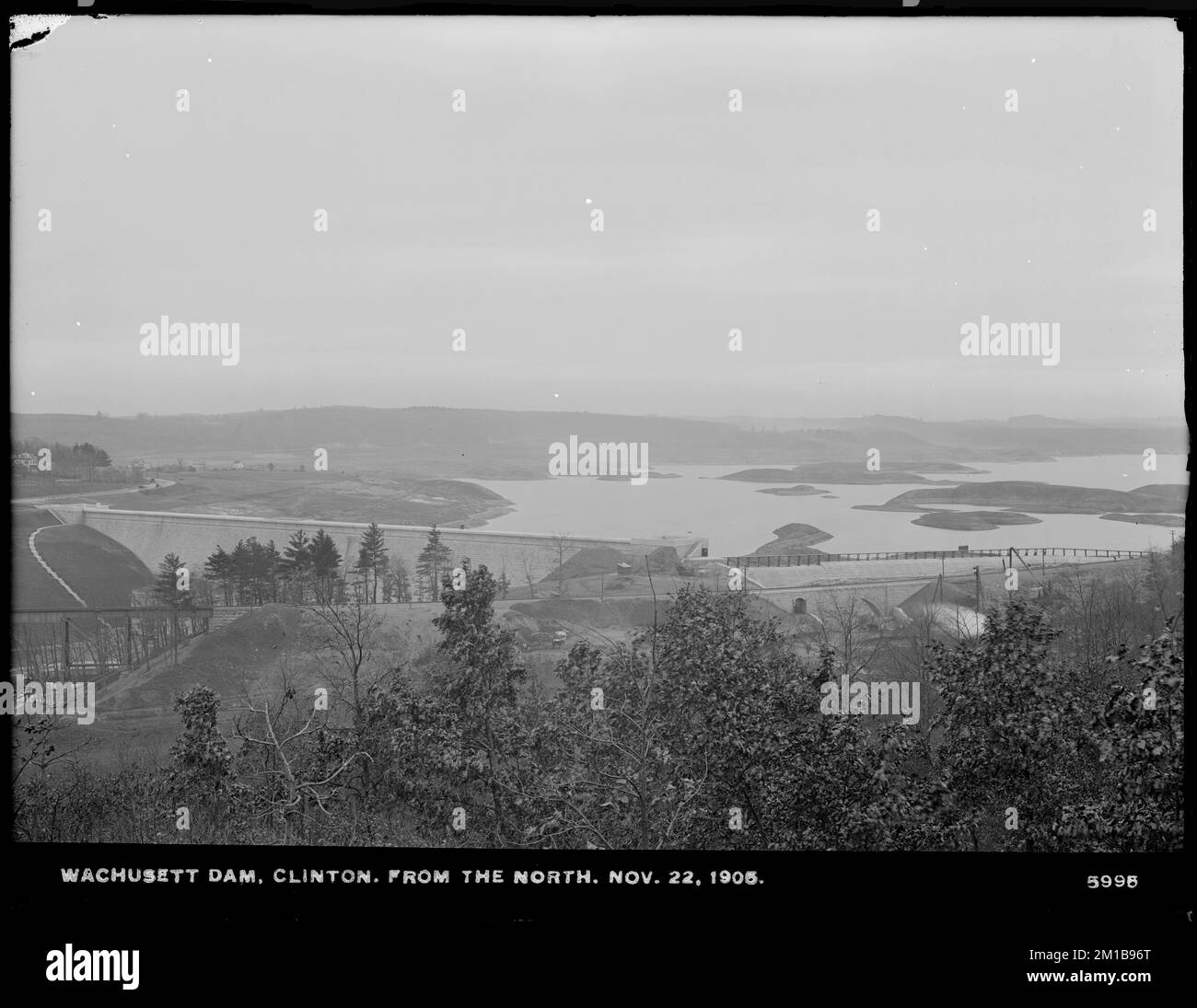 Wachusett Dam, downstream face of dam, from the north (from Burditt