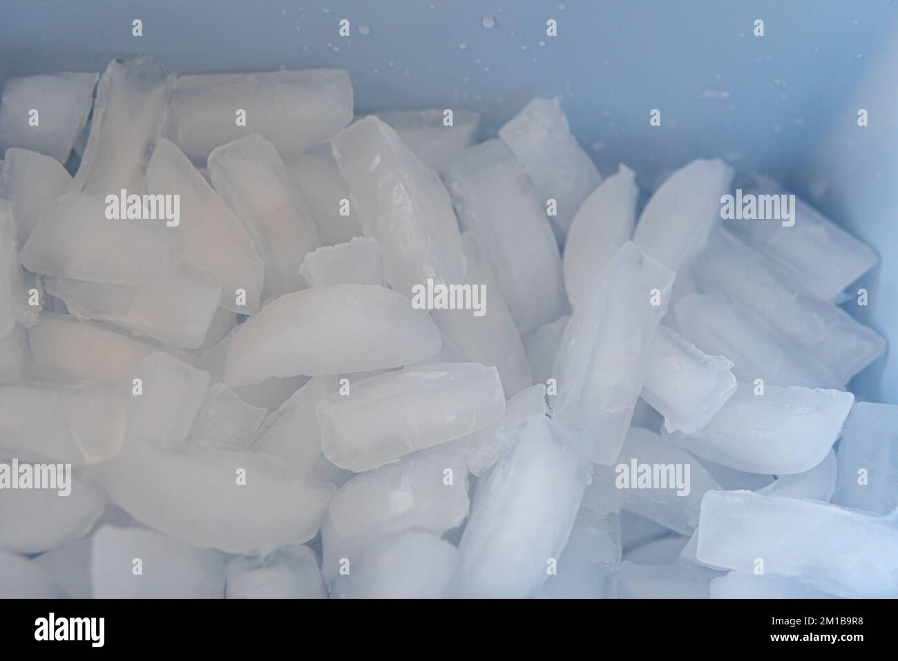 iced block chips in an ice box Stock Photo