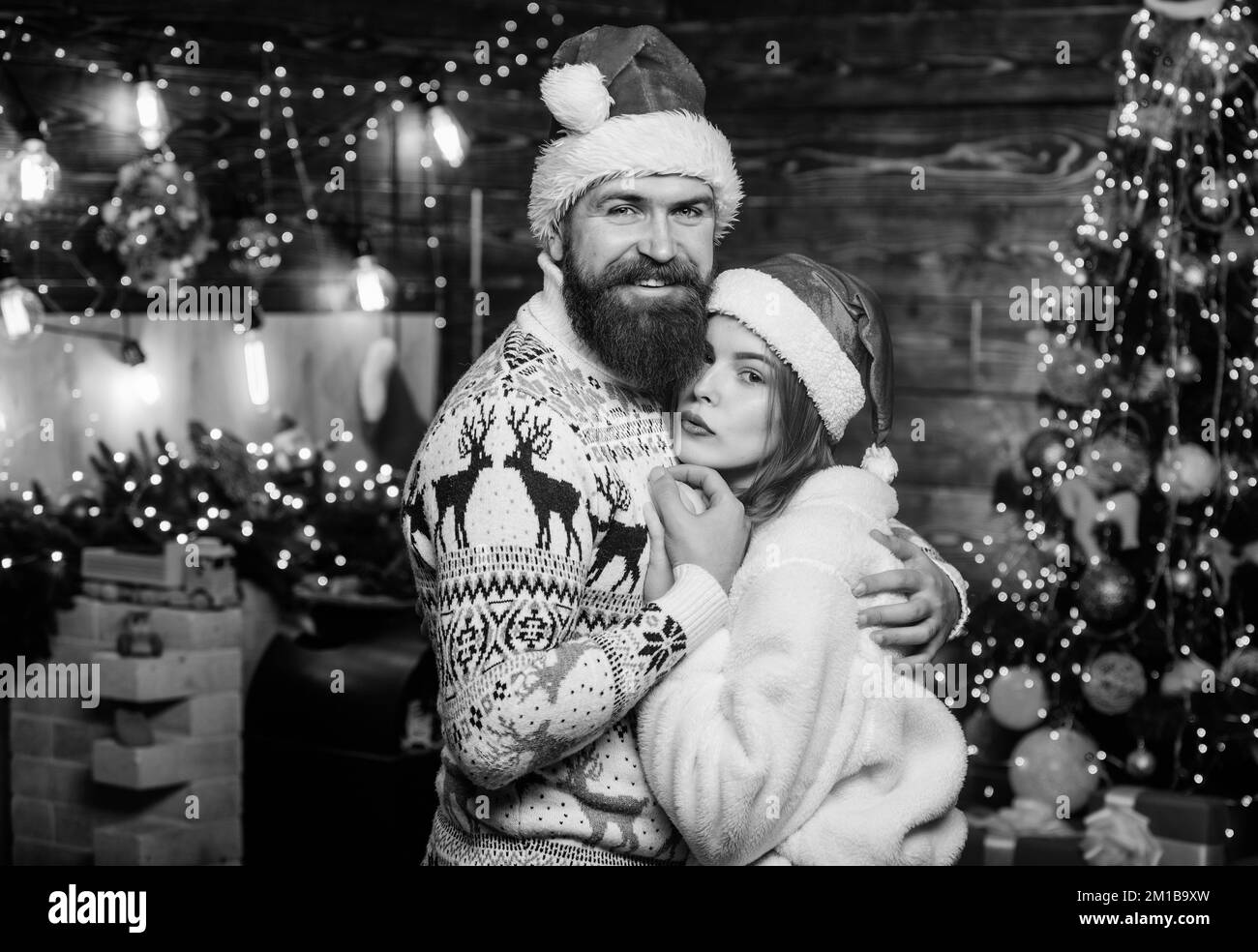 Fall in love. Couple in love enjoy christmas holiday celebration