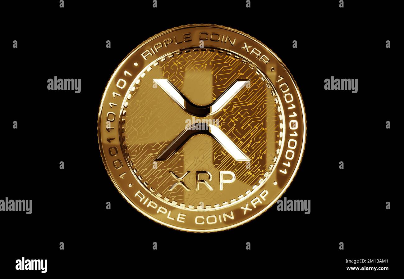 Ripple XRP cryptocurrency isolated gold coin on green screen background.  Abstract concept 3d illustration Stock Photo - Alamy