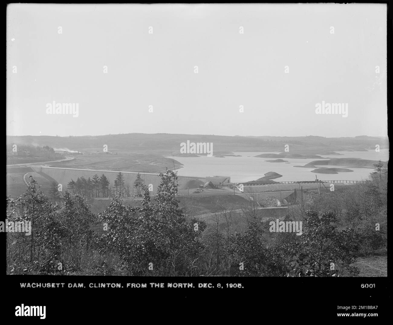 Wachusett Dam, view of dam and reservoir, from the north (from Burditt
