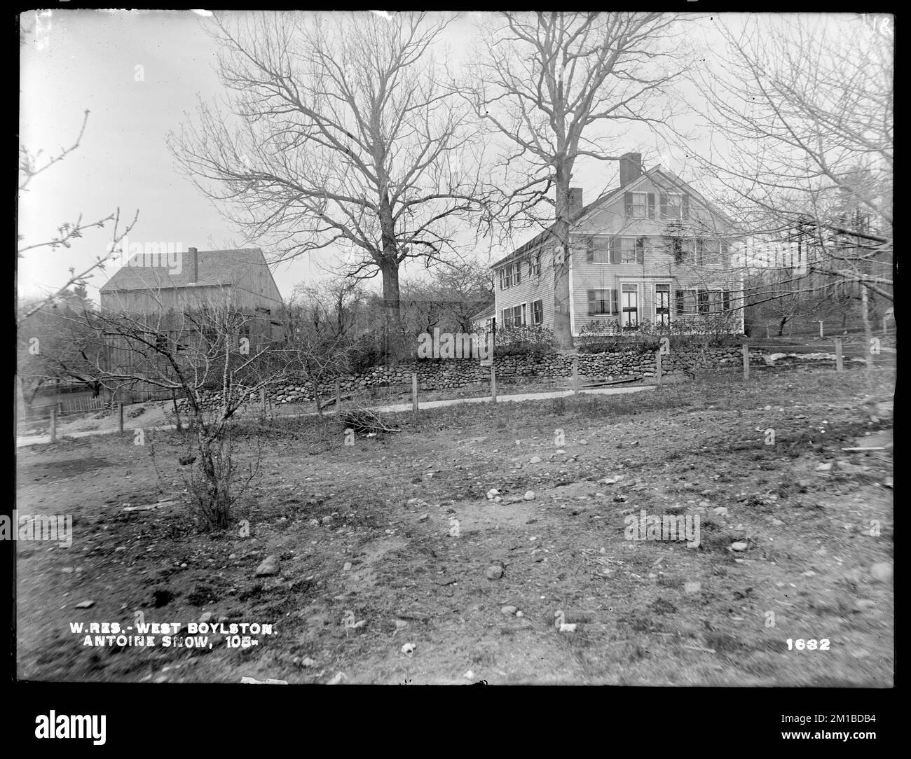 Wachusett Reservoir, Antoine Snow's house and barn, on the