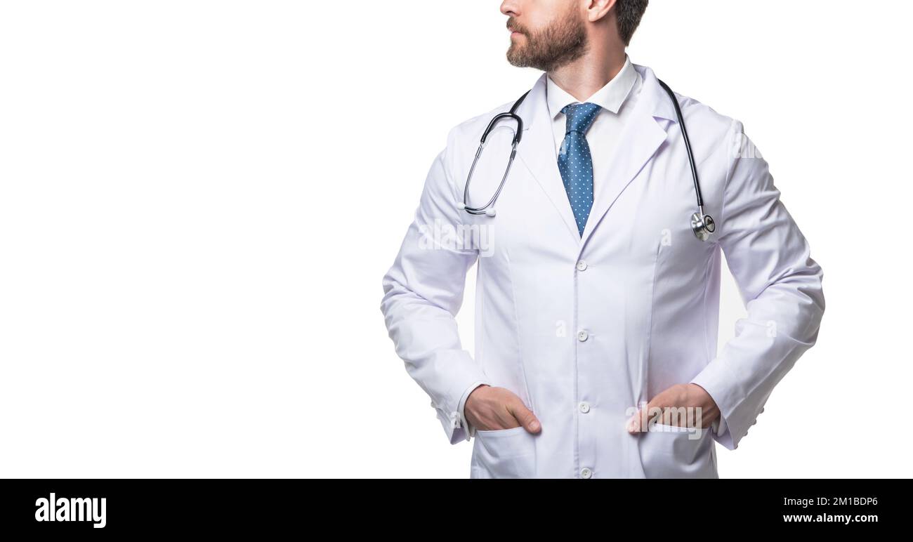 cropped view of healthcare therapist with stethoscope. therapist concept. healthcare therapist man. Stock Photo