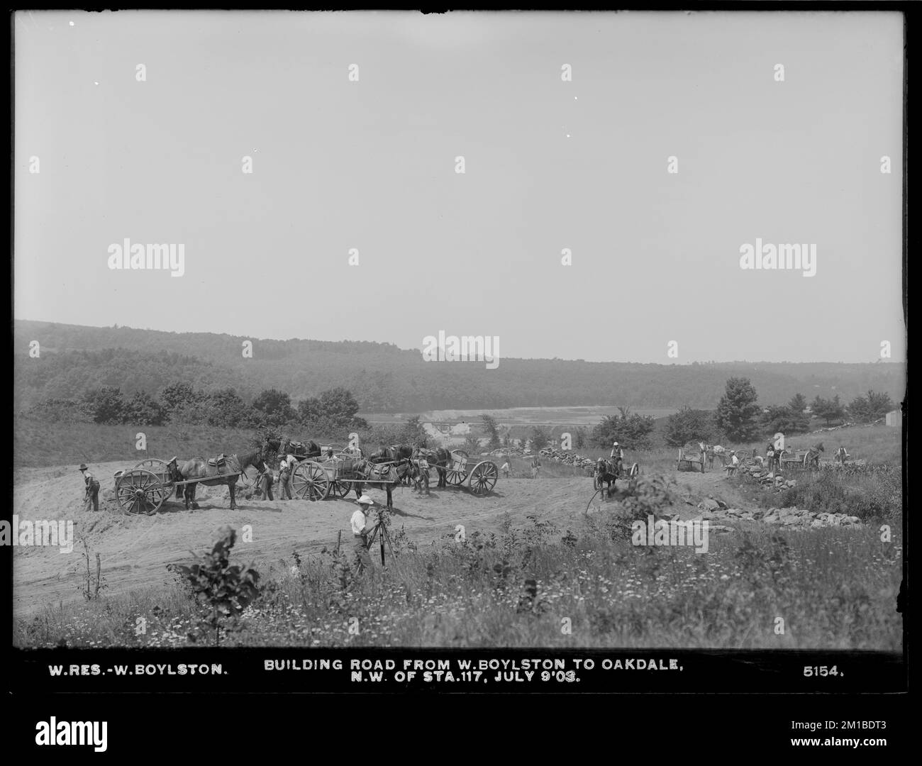 Wachusett Reservoir, building road from West Boylston to Oakdale