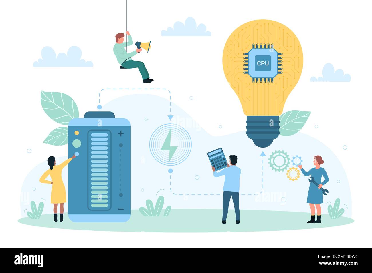 Green energy technology and innovation, electricity vector illustration