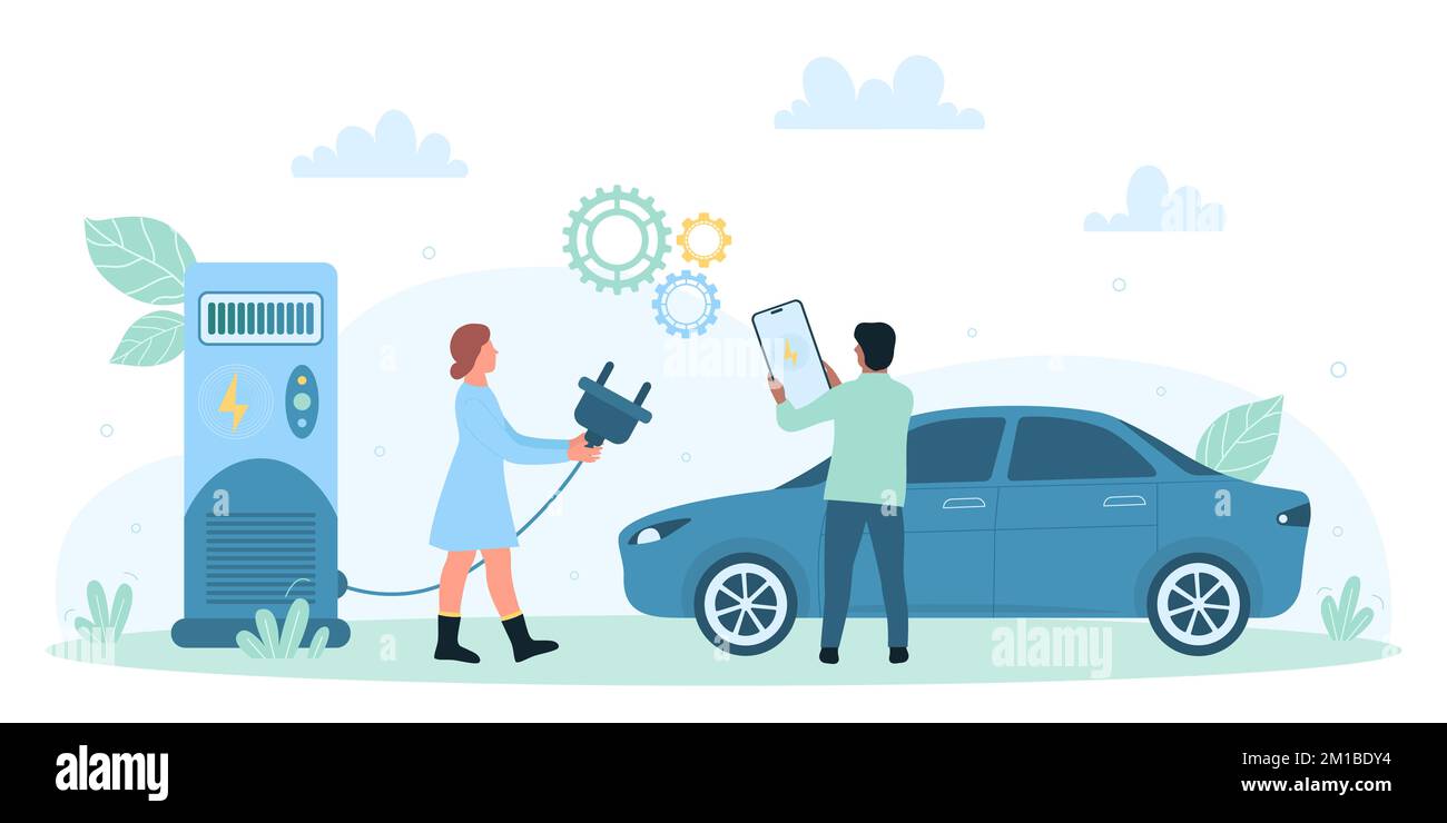 Ev charging cartoon hi-res stock photography and images - Alamy