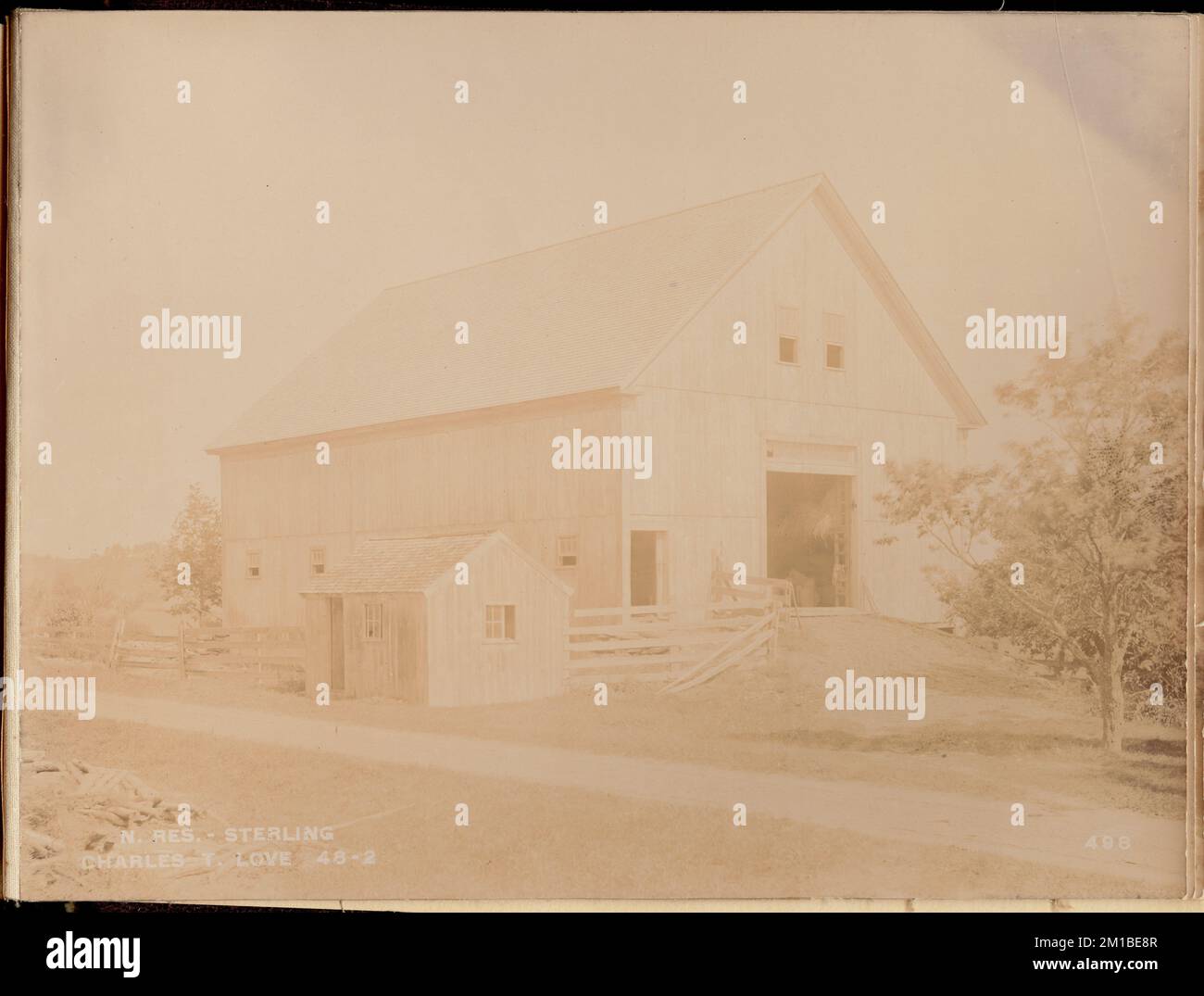 Wachusett Reservoir, Charles T. Love's barn, from the south, Sterling