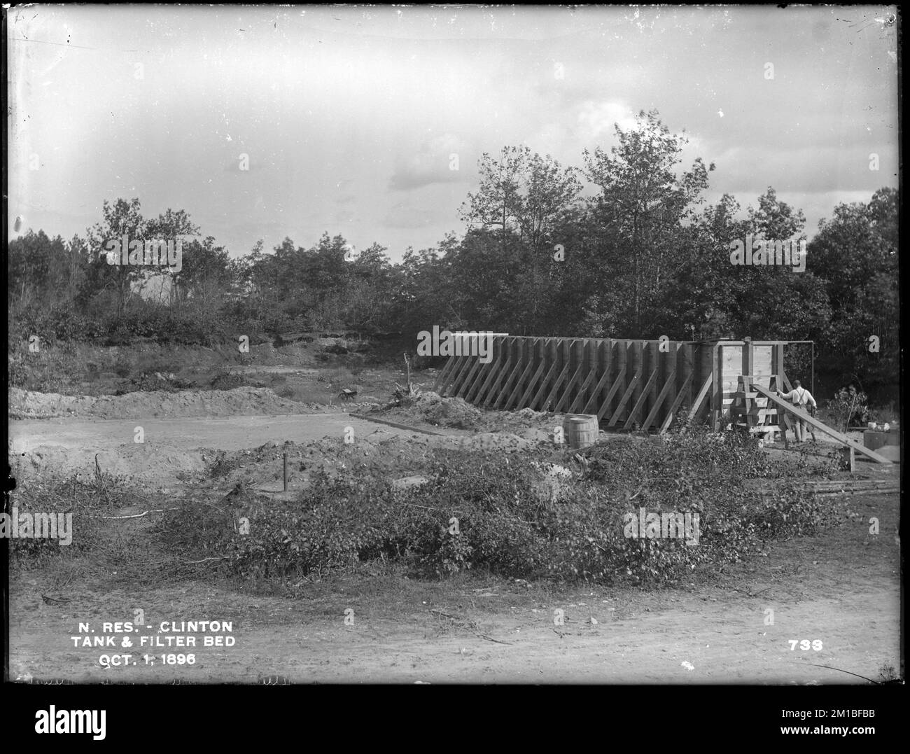 Wachusett Reservoir, experiment tank and filterbed, south side of road