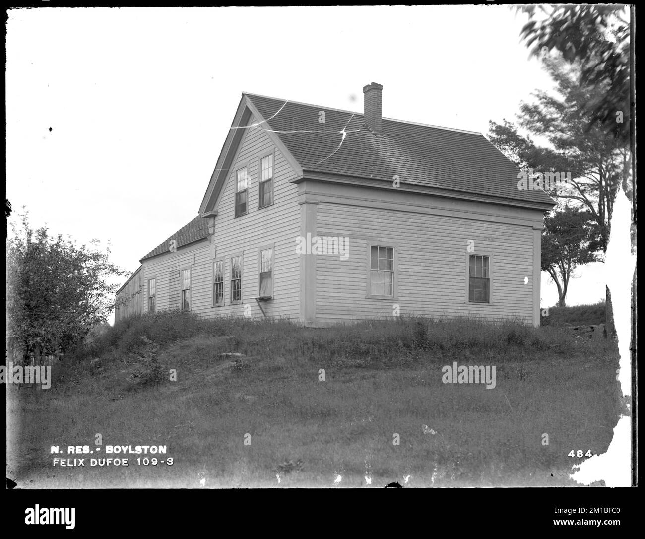 Wachusett Reservoir, Felix Dufoe's house, from the west, Boylston, Mass., Sep. 3, 1896 , waterworks, reservoirs water distribution structures, real estate Stock Photo