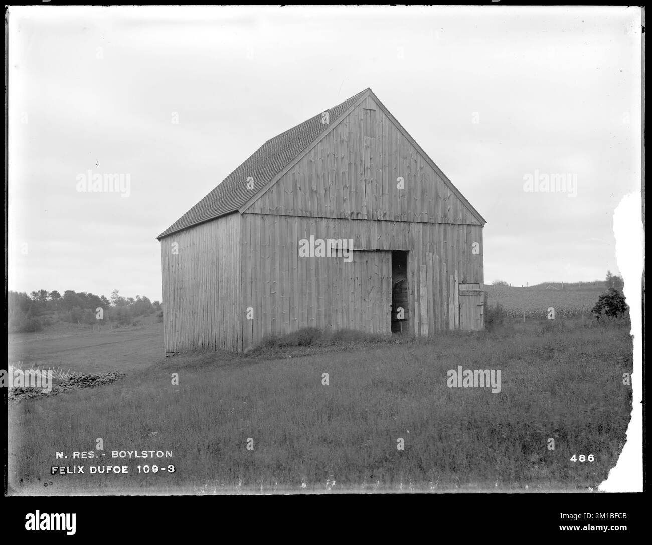 Wachusett Reservoir, Felix Dufoe's barn, from the west, Boylston, Mass