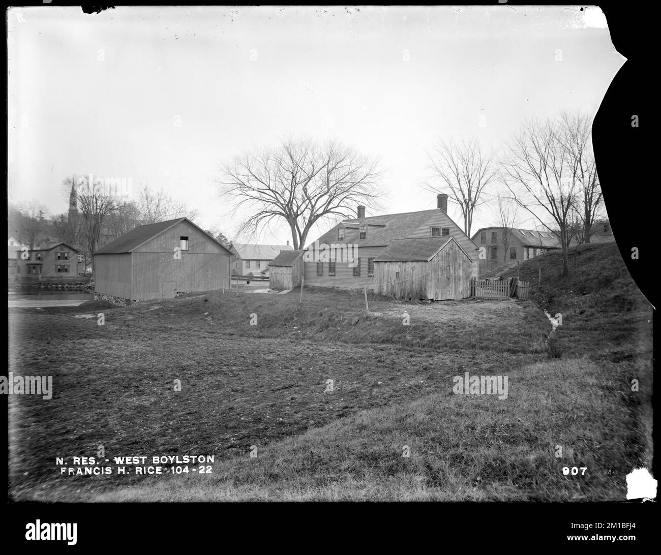 Wachusett Reservoir, Francis H. Rice's house and barn, on west side of