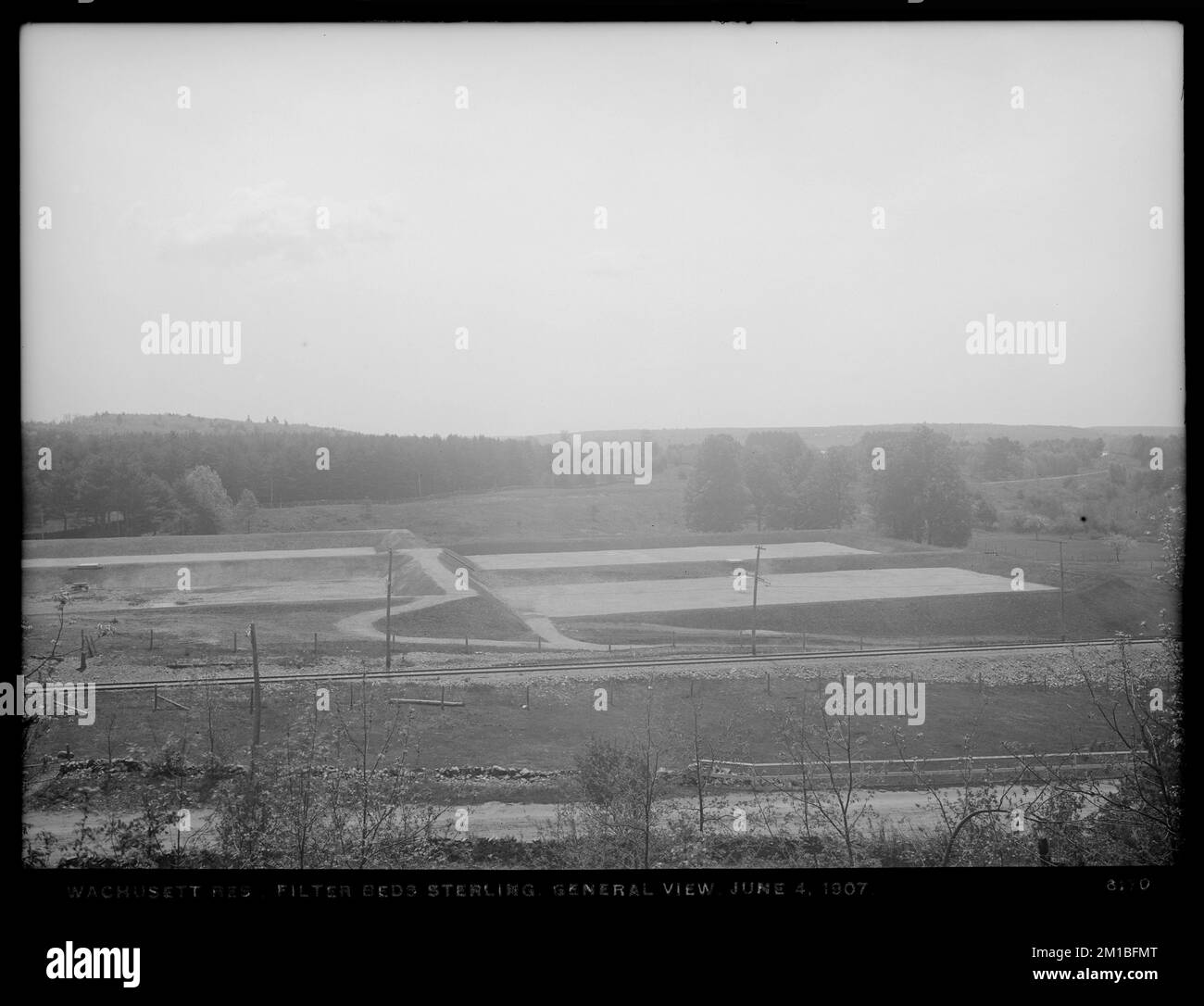 Wachusett Reservoir, general view of filterbeds, Sterling, Mass., Jun