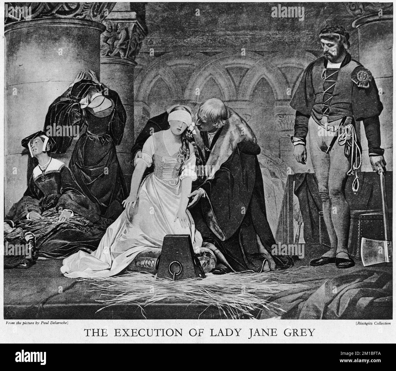 Halftone of the execution of lady jane grey from an educational