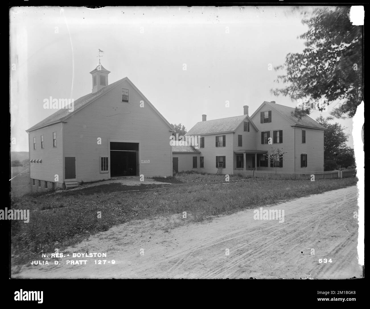 Wachusett Reservoir, house and barn of Julia D. Pratt, from the north