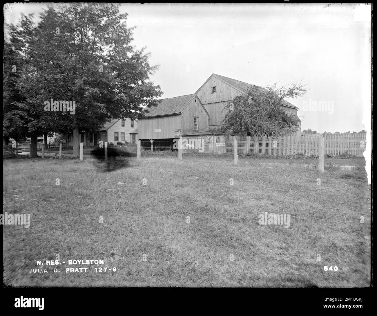 Wachusett Reservoir, house and barn of Julia D. Pratt, from the south