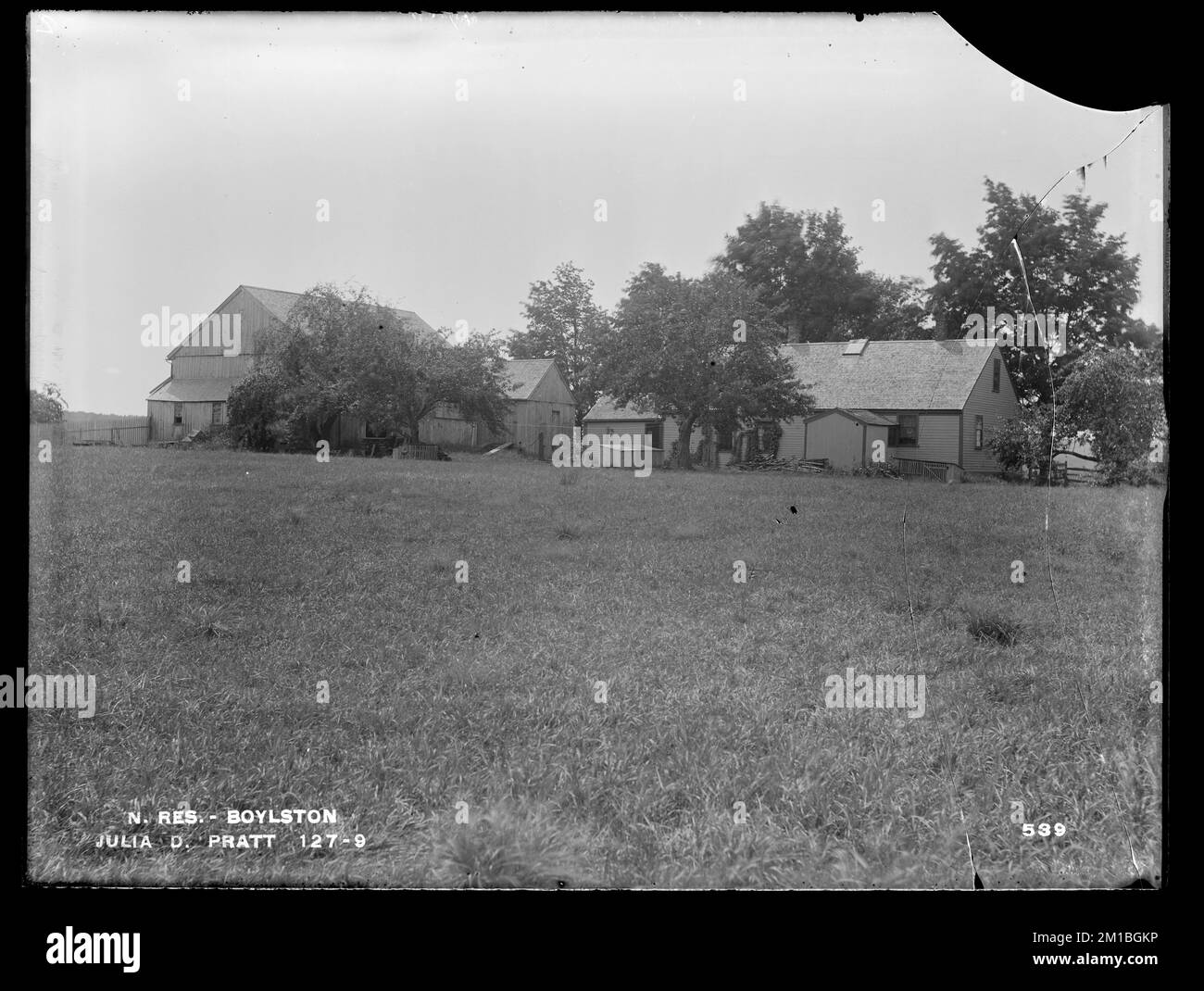 Wachusett Reservoir, house and barn of Julia D. Pratt, from the