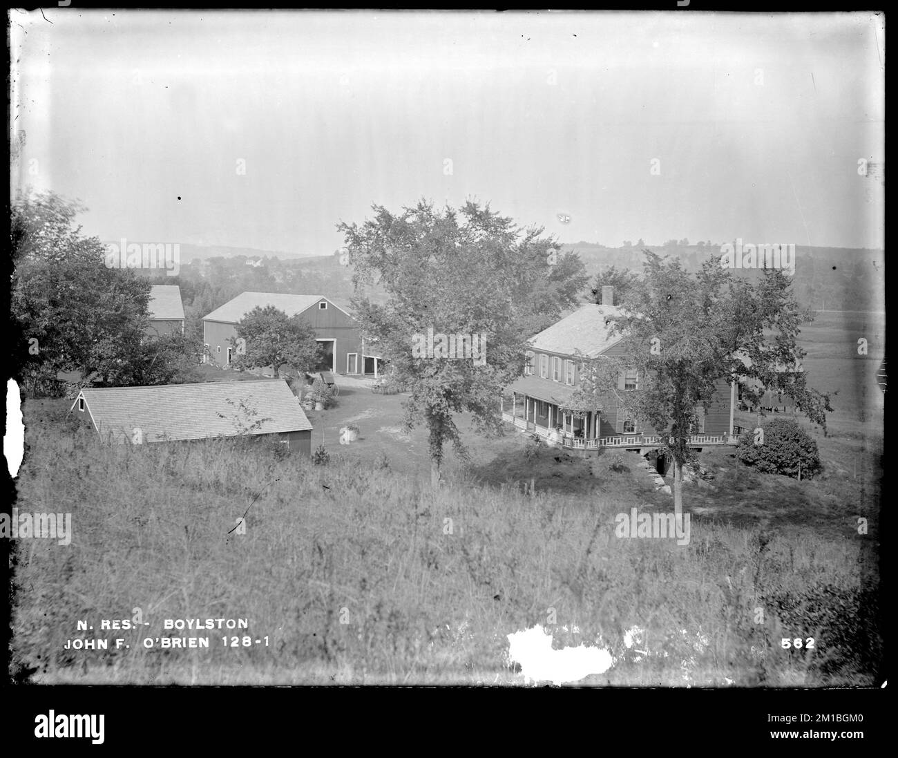 Wachusett Reservoir, house and barns of John F. O'Brien, from the east