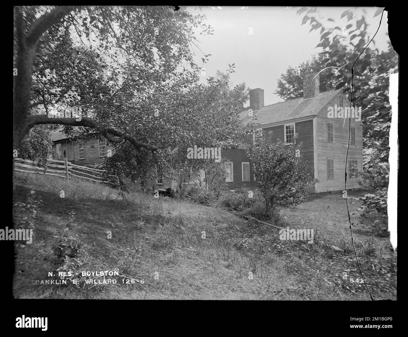 Wachusett Reservoir, house of Franklin B. Willard, from the northwest, Boylston, Mass., Sep. 8, 1896 , waterworks, reservoirs water distribution structures, real estate Stock Photo