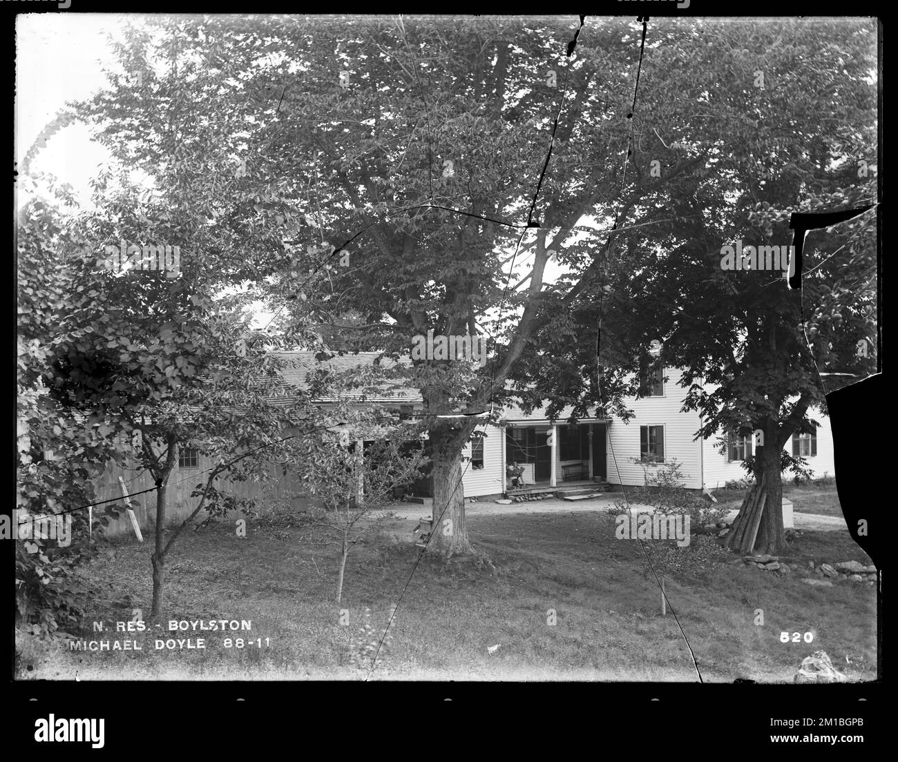 Wachusett Reservoir, house of Michael Doyle, from the west, Boylston, Mass., Sep. 5, 1896 , waterworks, reservoirs water distribution structures, real estate Stock Photo