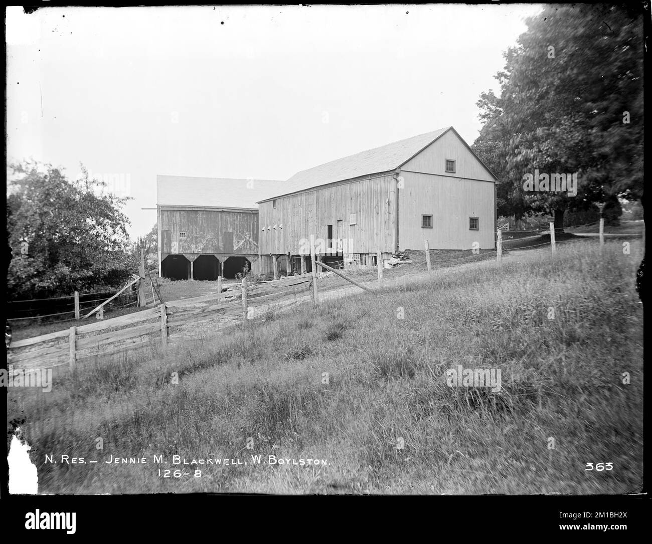 Wachusett Reservoir, Jennie M. Blackwell's barns, on south side of East