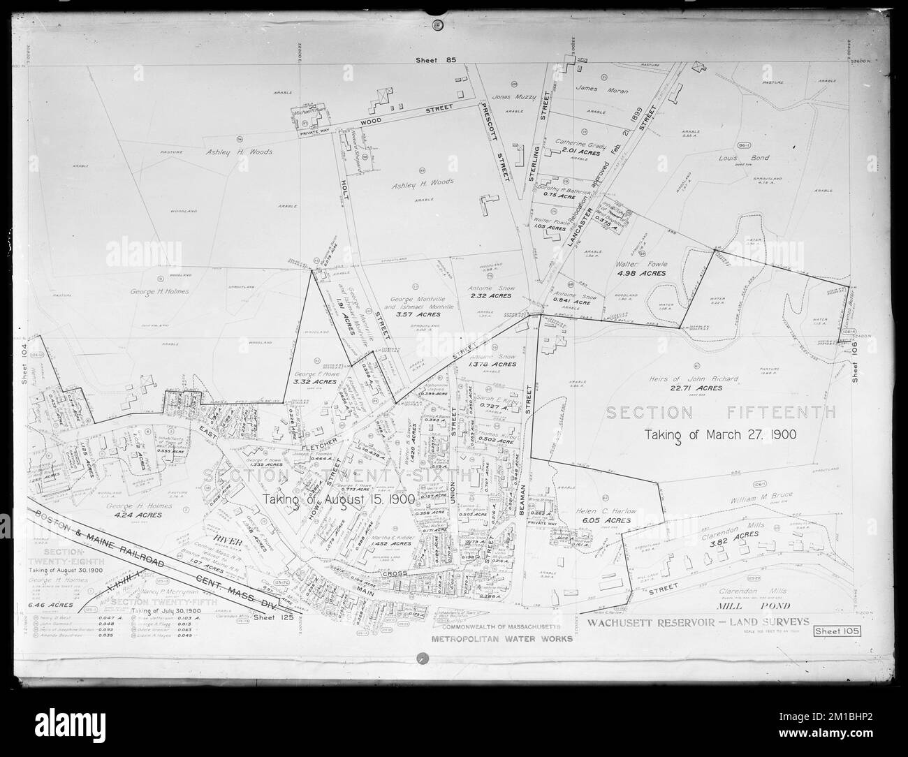 Wachusett Reservoir, Land Survey Plan, Sheet 105, Mass., ca. 18961898