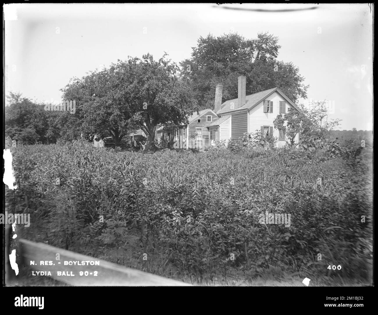 Wachusett Reservoir, Lydia Ball's house, from the east, Boylston, Mass