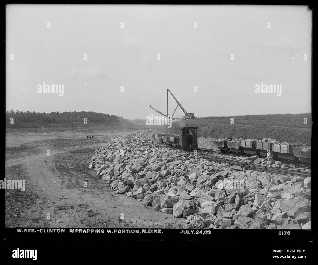 Wachusett Reservoir, North Dike, westerly portion, riprap, Clinton