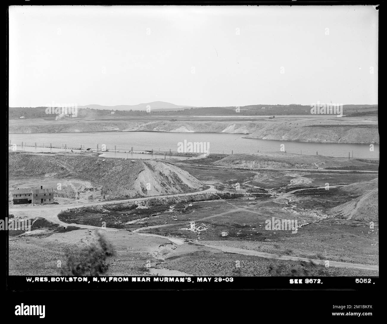 Wachusett Reservoir, northwest from near Murman's, (compare with No. 3672), Boylston, Mass., May 29, 1903 , waterworks, reservoirs water distribution structures, construction sites Stock Photo
