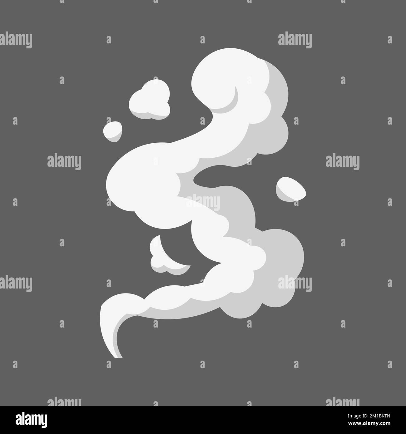Cartoon smoke cloud. Comic stem effect. Vector fog silhouette set Stock