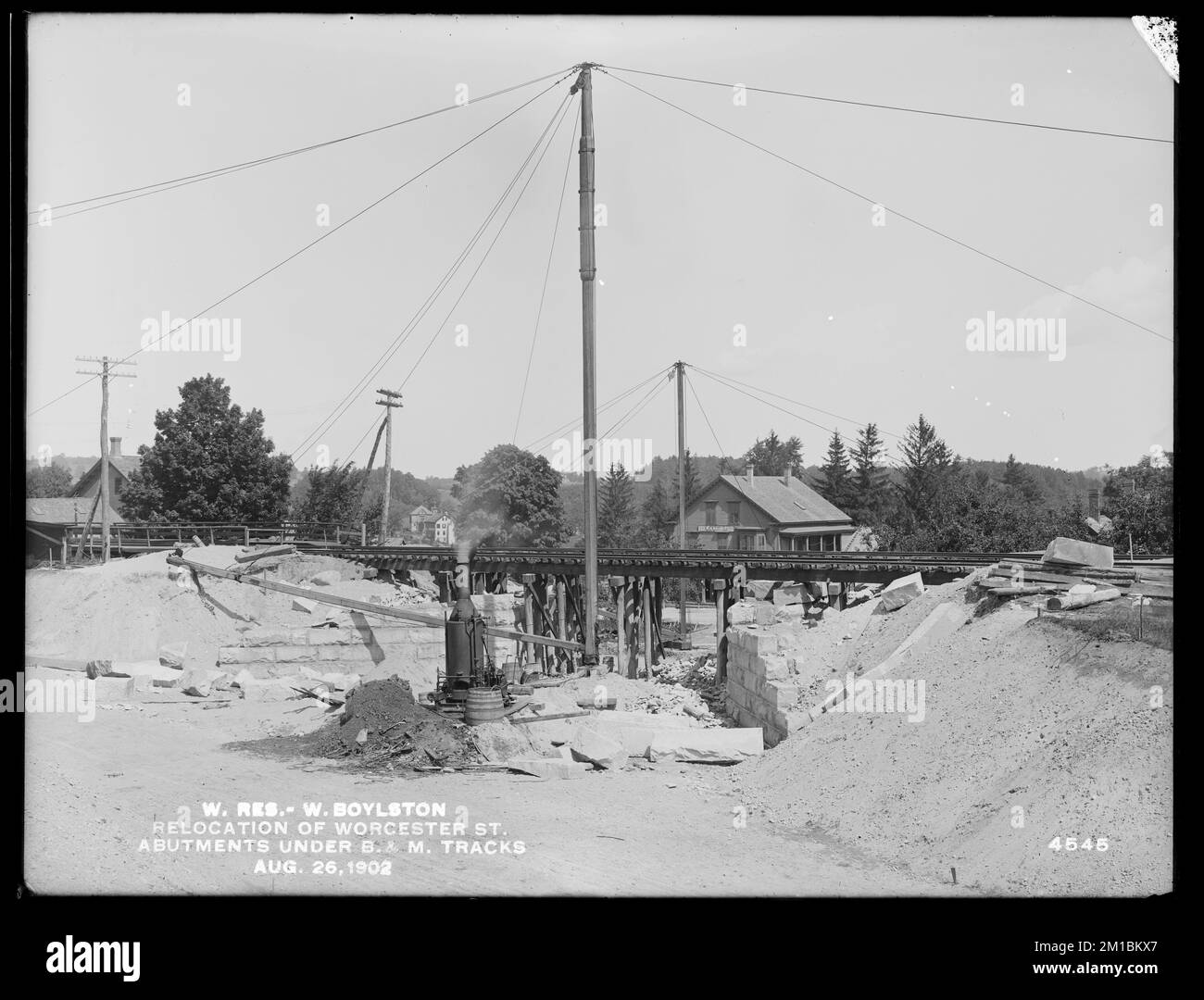 Wachusett Reservoir, relocation of Worcester Street, abutments under