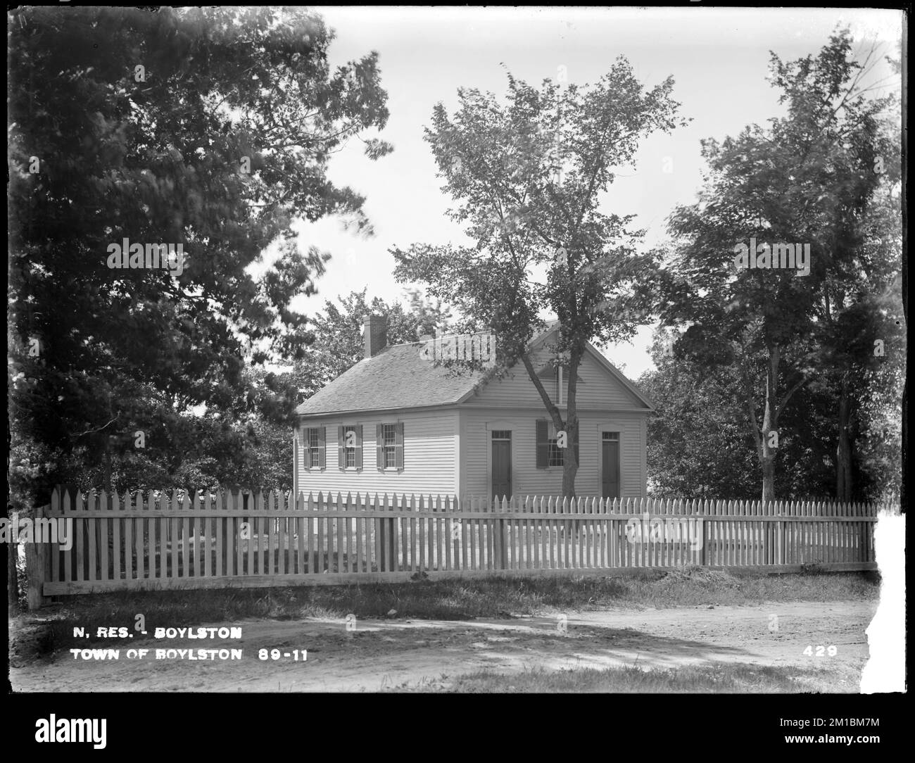 Wachusett Reservoir, schoolhouse, Town of Boylston, at east end of