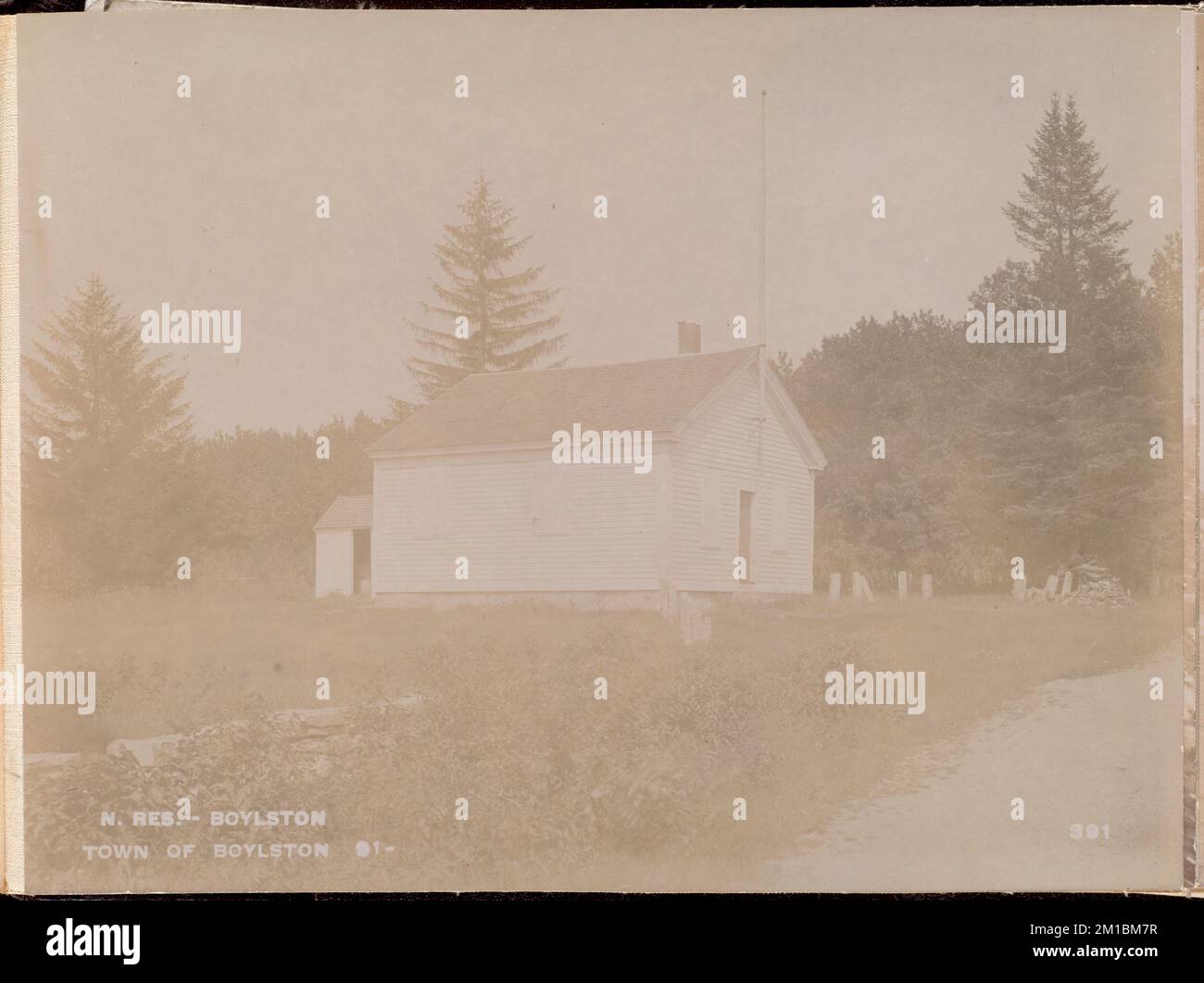 Wachusett Reservoir, schoolhouse, Town of Boylston, from the west