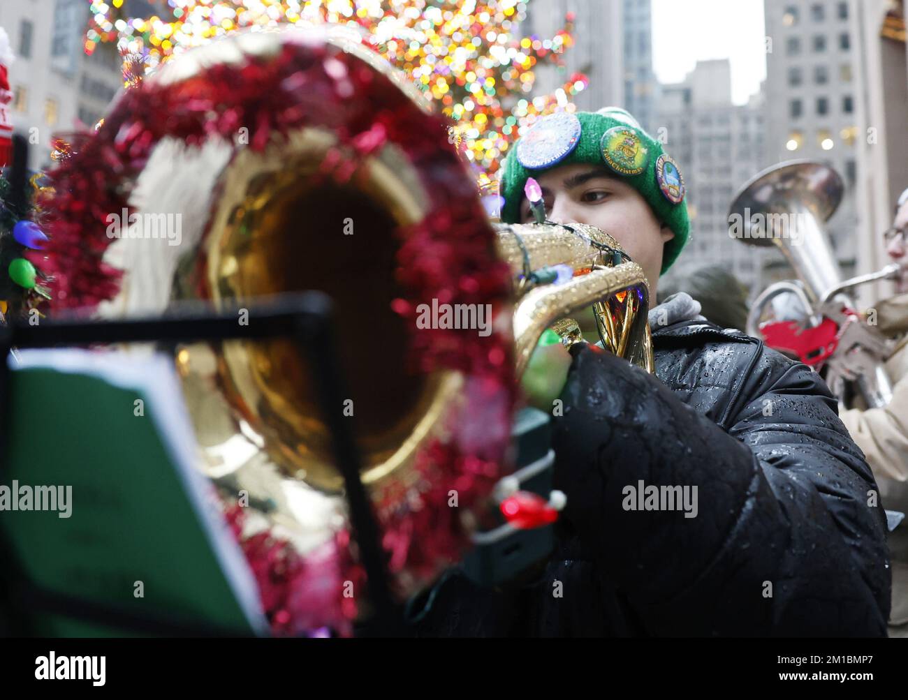 New York, United States. 11th Dec, 2022. Tuba players assemble and