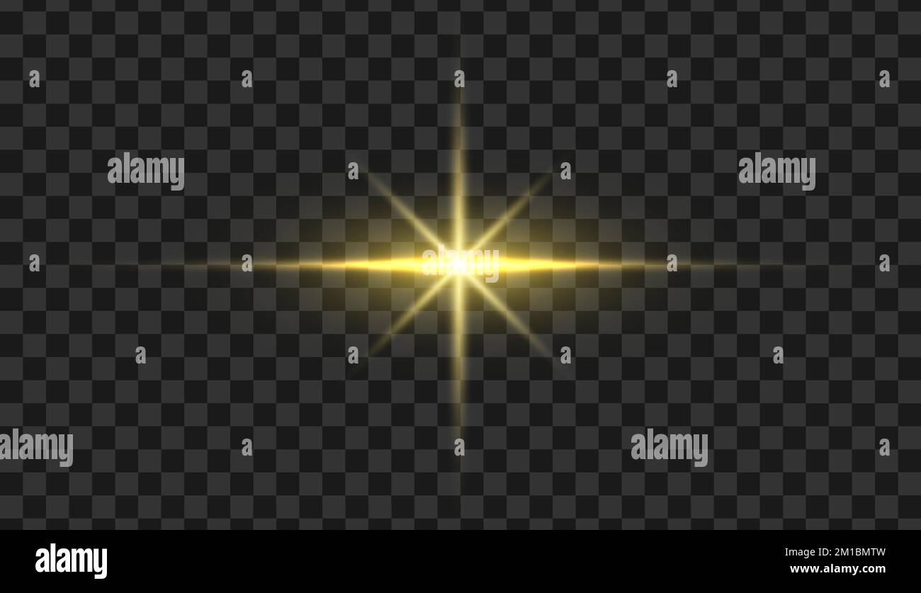 Golden glowing light. Gold glow flash with sparcle. Vector sunrise