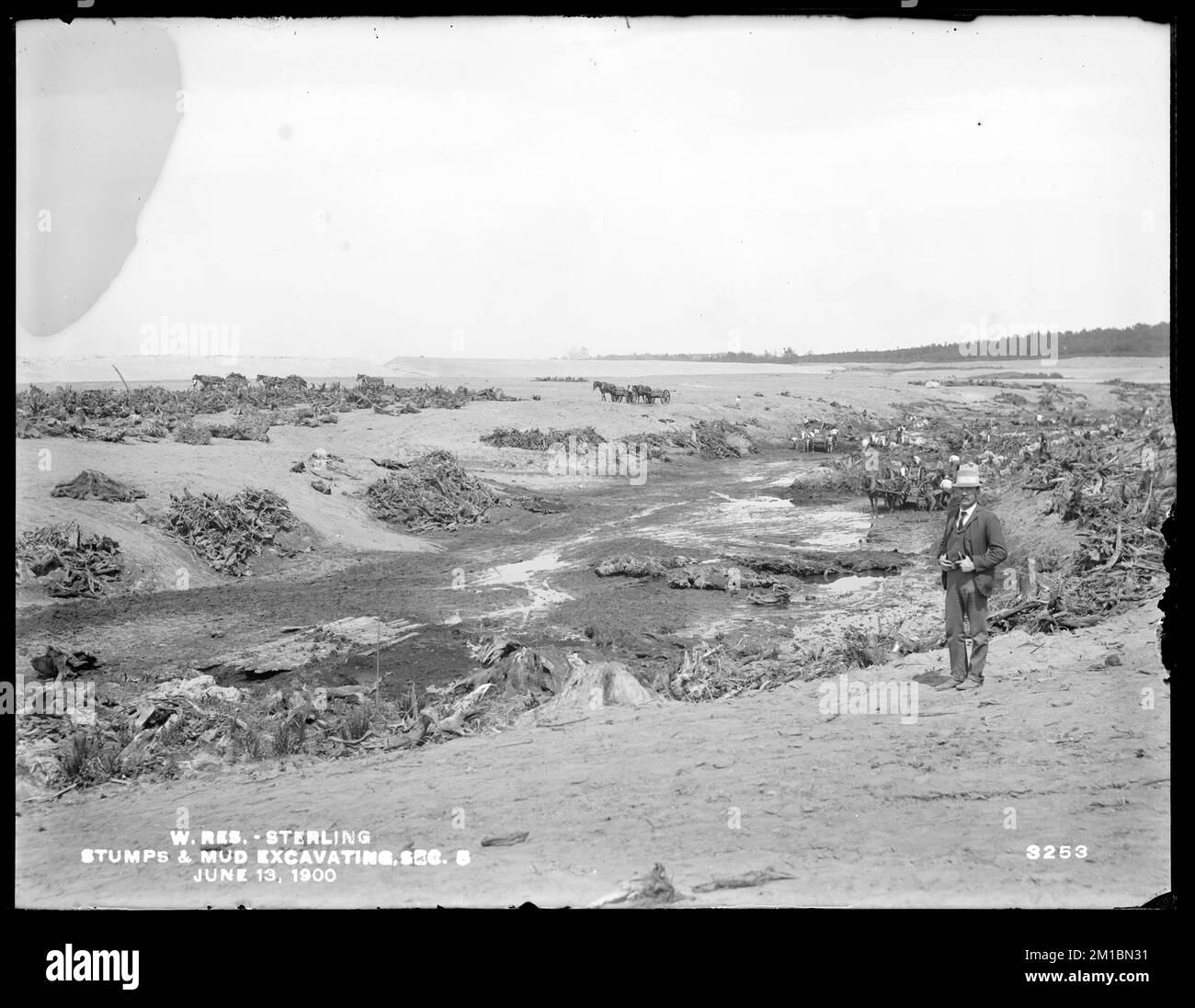 Wachusett Reservoir, stumps and muck excavation, Section 5, Sterling