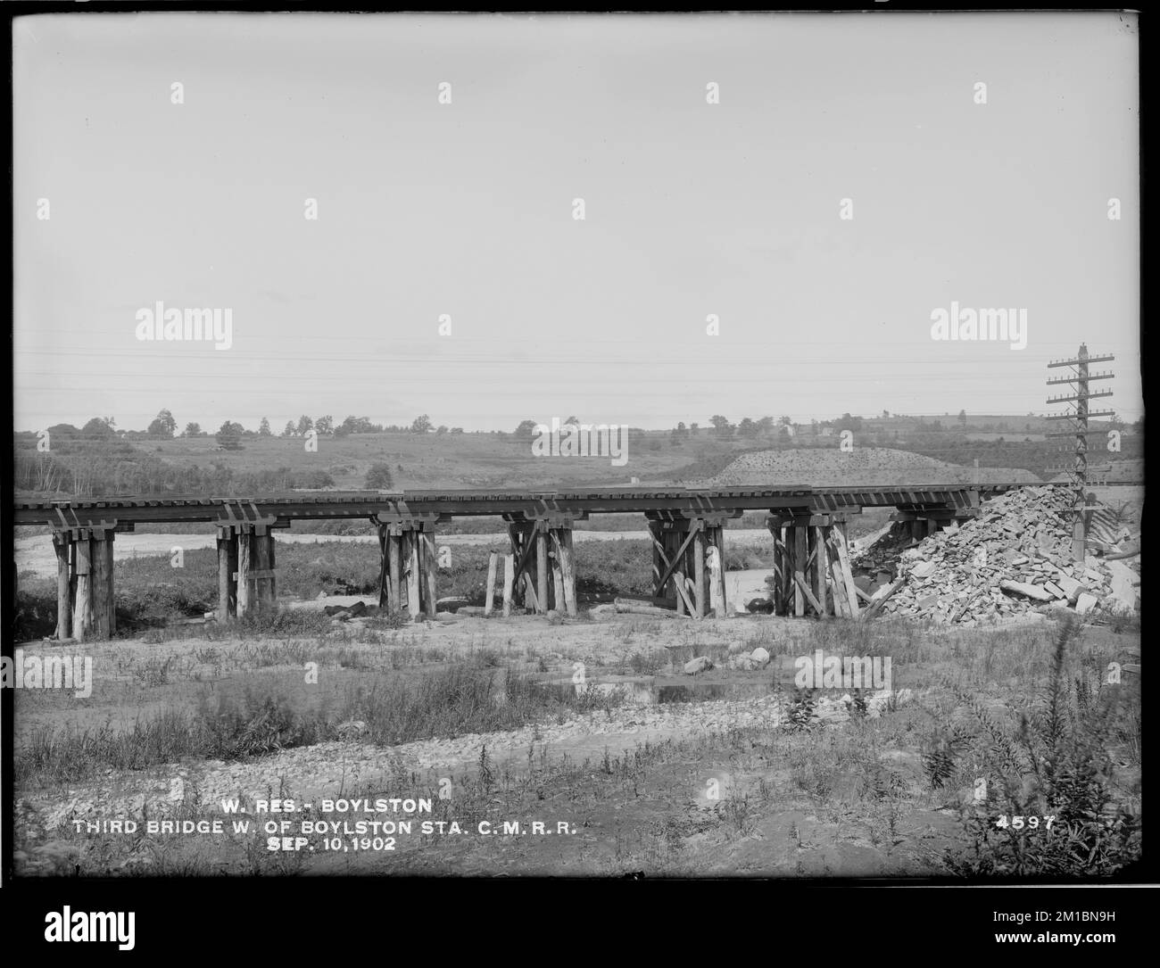 Wachusett Reservoir, third bridge west of Boylston Station on Central