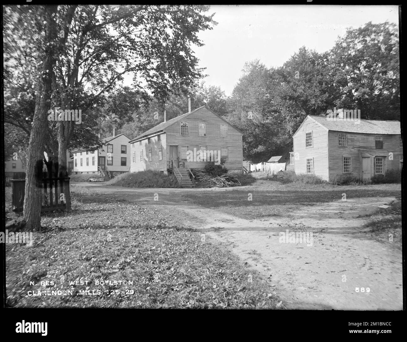 Wachusett Reservoir, three houses of Clarendon Mills, on south side of