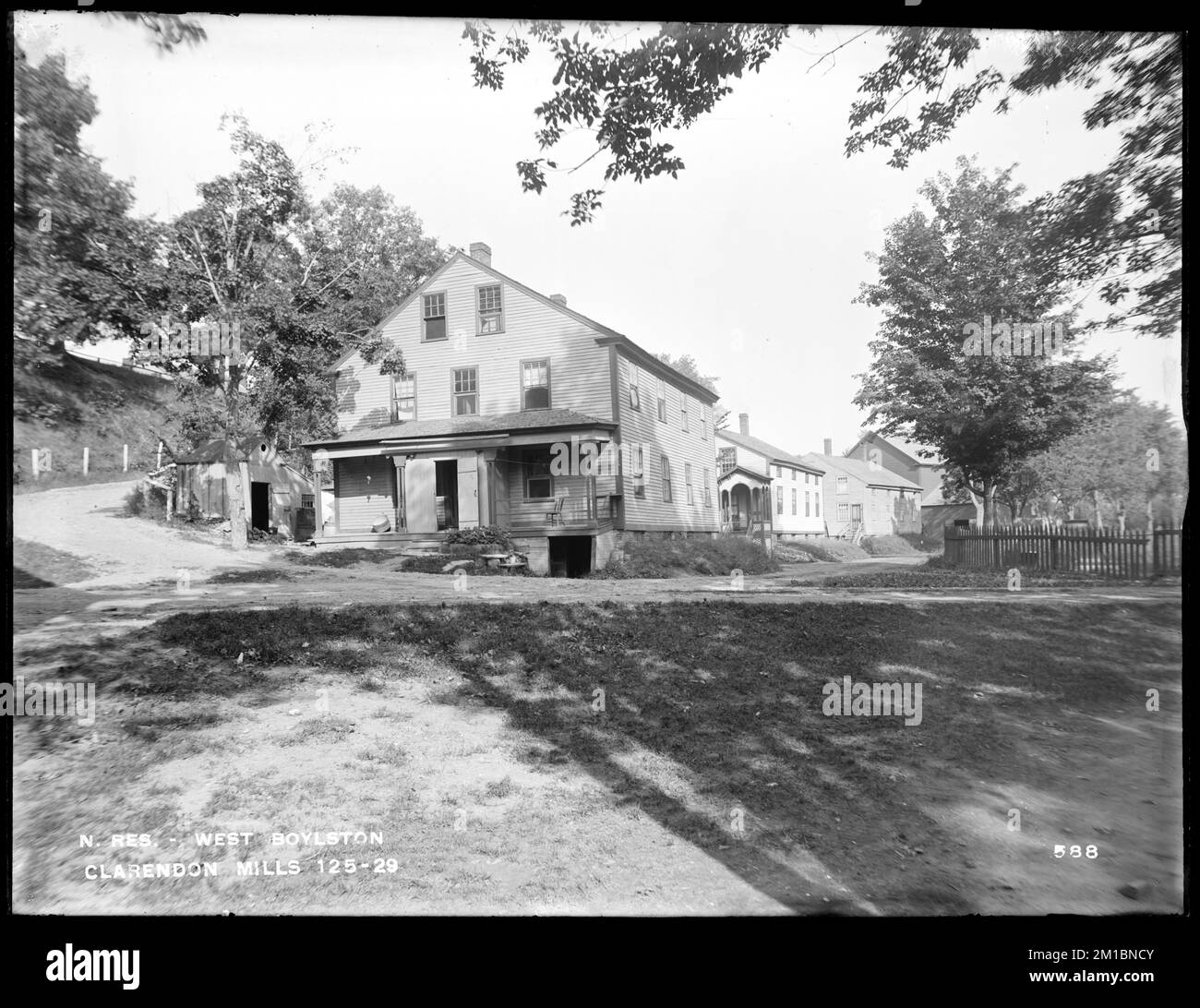 Wachusett Reservoir, three houses of Clarendon Mills, on south side of