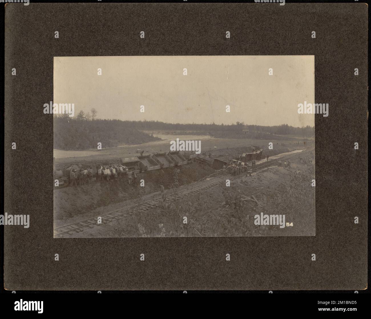 Wachusett Reservoir, train cars dumping soil, Print No. 54, Mass., ca ...