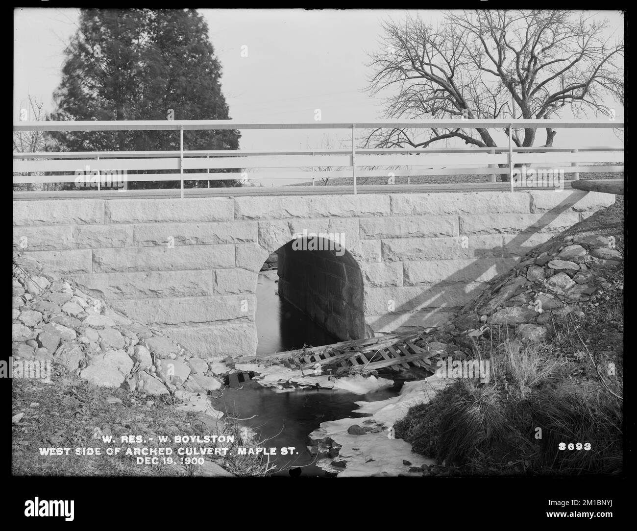 Wachusett Reservoir, west side of 5foot stone arch culvert, Maple