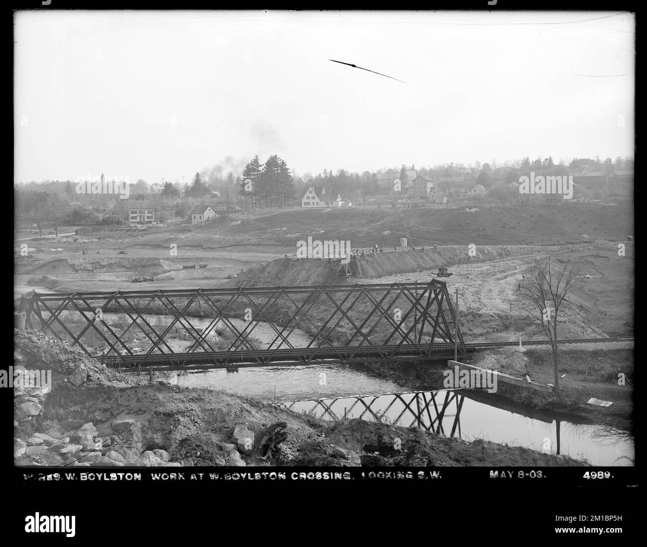 Wachusett Reservoir, work at West Boylston crossing, looking