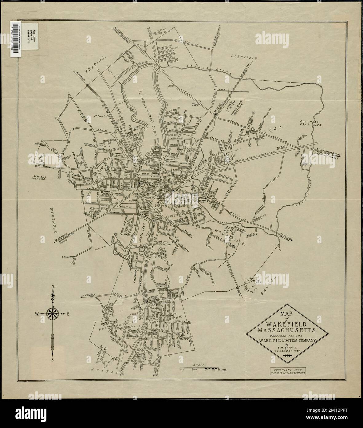 Wakefield, Massachusetts ,. Lucius Beebe Memorial Library Historic Maps