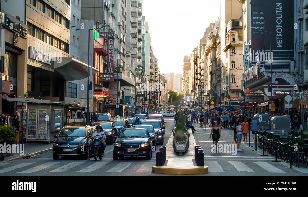 Corrientes Avenue in Buenos Aires, Argentina, South America Stock Photo
