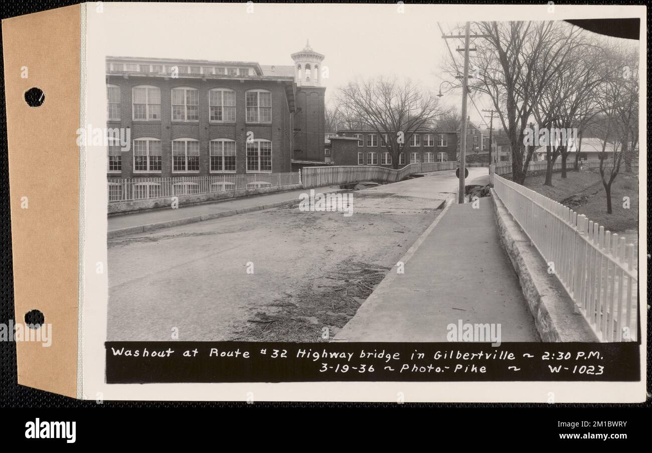 Washout at Route 32 highway bridge, Gilbertville, Hardwick, Mass., 2