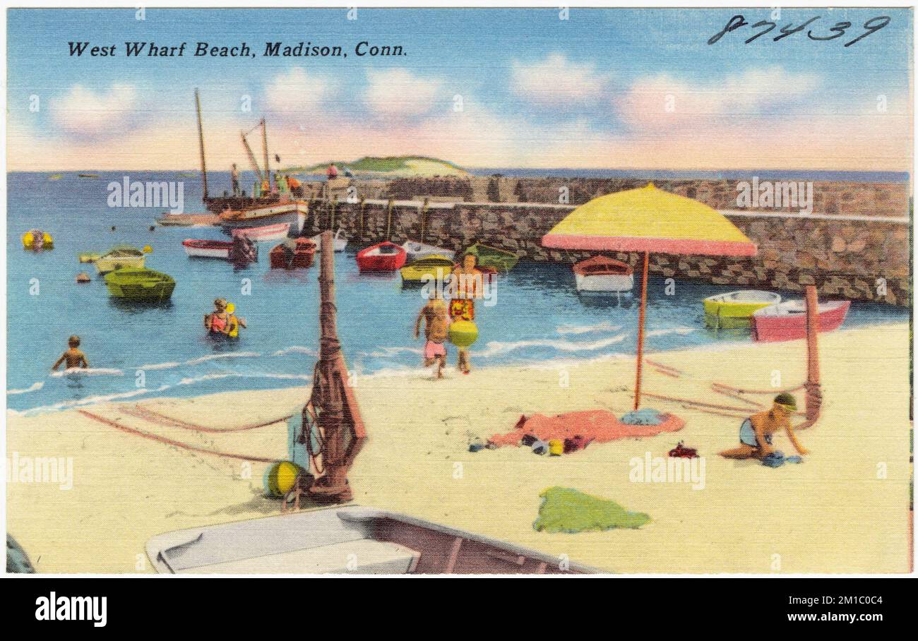 West Wharf Beach Madison Conn Beaches Tichnor Brothers Collection west-wharf-beach-madison-conn-beaches-tichnor-brothers-collection