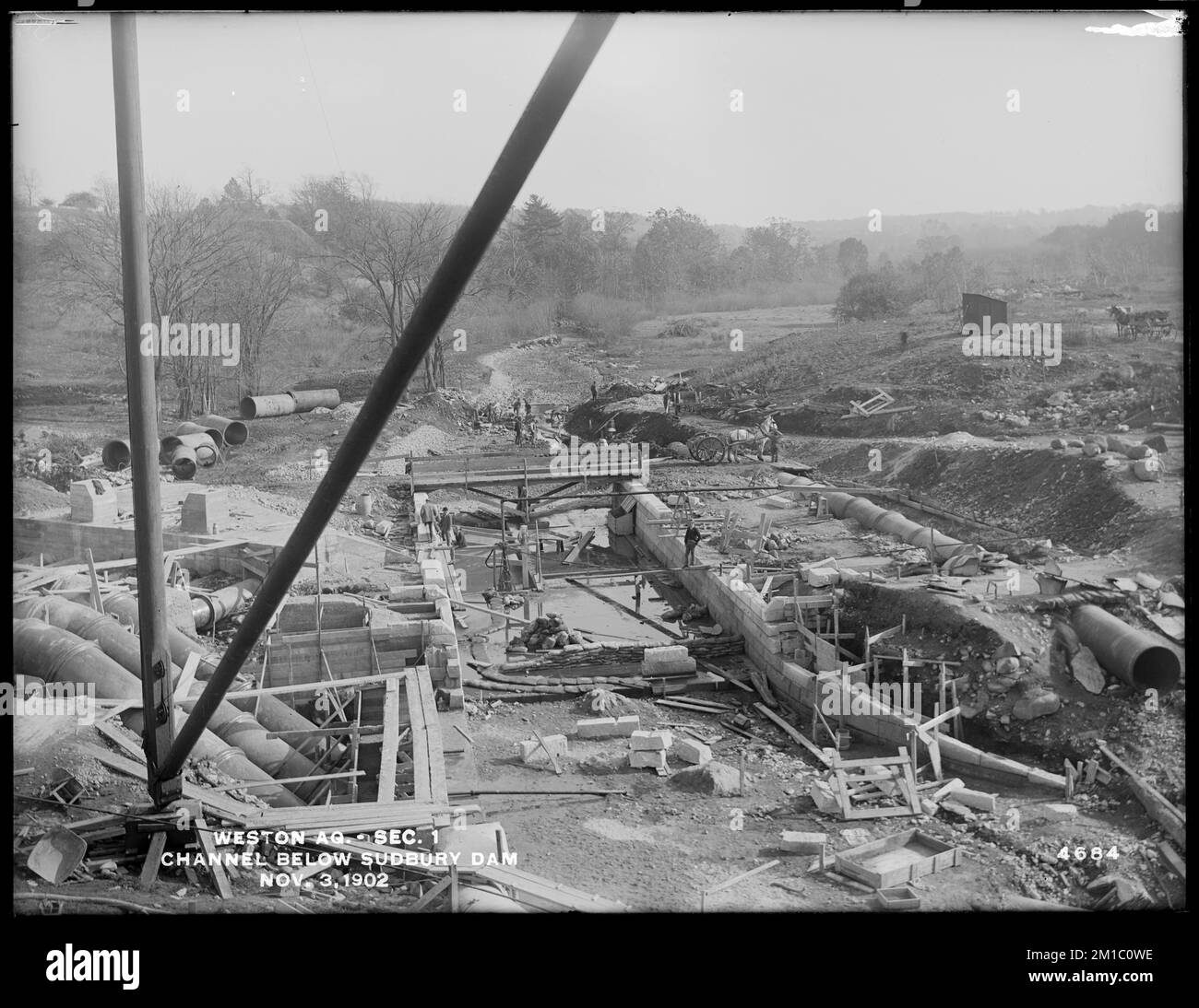 Weston Aqueduct, Section 1, channel below Sudbury Dam, Southborough
